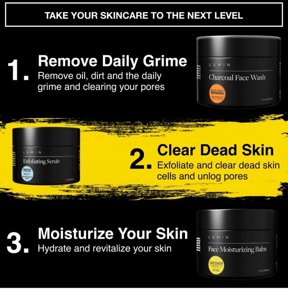 Lumin Grooming Lumin Charcoal Cleanser Exfoliator Rub Moisturizer